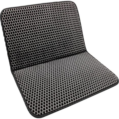 Tapis de litière pour chat, noir, 40x60 cm, pliable, motif nid d'abeille. (1/5)