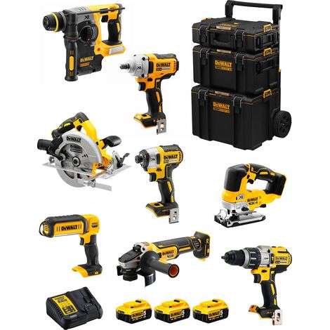 DeWALT Kit DWK801 (DCD996 DCH273 DCG405 DCF887 DCF894 DCS334 DCS570 DCL050 3 x 5,0 Ah DCB115 Caddy 3en1)