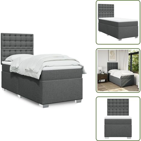 Boxspringbett mit Matratze Dunkelgrau 90x200 cm Stoff - Boxspringbett - Doppelbett - Bettenrahmen - Schlafsystem - Polsterbett (1/5)