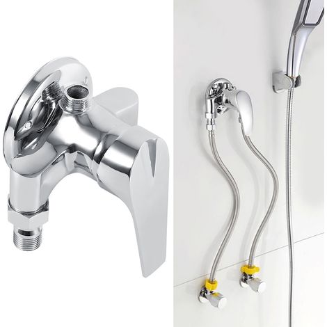 Mitigeur thermostatique G1/2" mâle pour douche de salle de bain, avec filetage mâle et robinet de contrôle de mélange pour eau chaude et froide. (1/5)