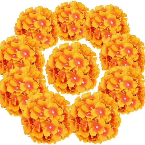 Têtes d'hortensias en soie artificielles pour décoration intérieure et de mariage, lot de 10-AquaForge (1/5)