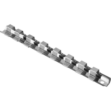 Support de rangement pour douilles 1/4" en acier au carbone, rail diviseur à 8 emplacements, étagère porte-outils, organiseur d'atelier mural (1/5)