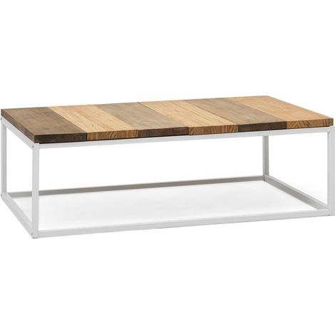Mesa de Centro Preston Blanca 120x80x38cm con tablero de madera maciza de piezas tricolor Box Furniture (1/5)