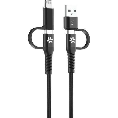 Cable USB a USB-C y Lightning Celly USBC4IN1BK Negro 2 m
