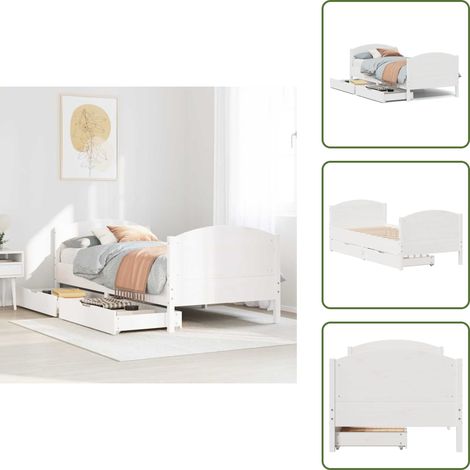 vidaXL Estructura de cama sin colchón madera maciza blanca 75x190 cm (1/5)