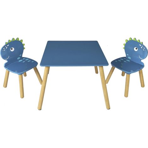 Table et 2 Chaises - HOME DECO KIDS - Dino - Dinosaures - Ludique - Bleu (1/7)