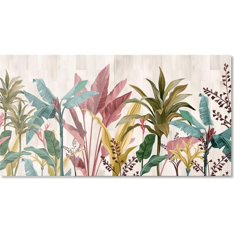 Lupia Quadro Moderno Stampa su Vetro Temperato BANANA LEAVES BEIGE 73x139 cm, Alta Definizione e Lucentezza di Colori, Design Elegante per Soggiorno, Camera, Ufficio (1/4)