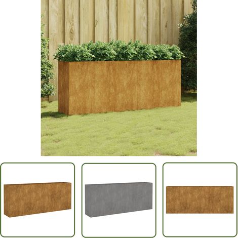 The Living Store Lit surélevé de jardin 200x40x80 cm acier corten - Jardiniere Exterieur - Pot De Fleurs Extérieur - Lit Surélevé Jardin - Bac Plante - Acier Corten (1/5)