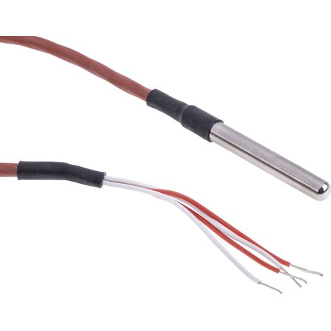 Capteur RTD PT100 RS PRO, Ø 6mm, L.50mm + 2m, +200°C max, Câble ( Prix pour 1 ) (1/3)