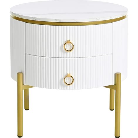 Table d'appoint avec surface effet marbre, pieds et poignées dorés, hauteur réglable, 50 x 50 x 51 cm (1/5)