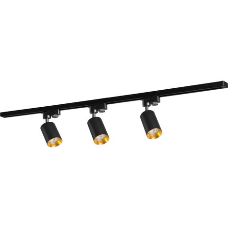 Rail plafond MARIBEL noir/or, 3 spots GU10, 1 m Polux (1/5)