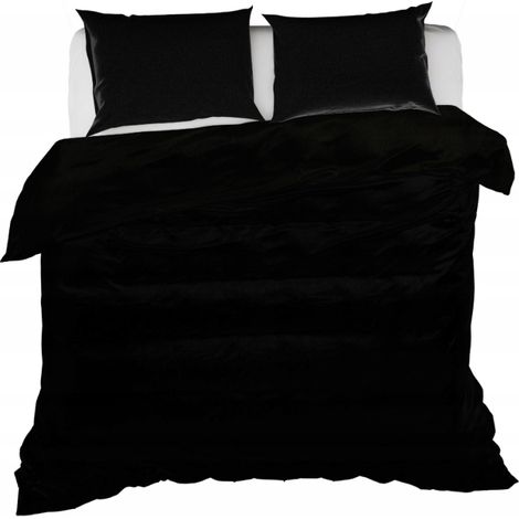Ensemble De Literie Noir - 160x200cm - 2x70x80cm - Housse De Couette - Literie En Microfibre (1/5)