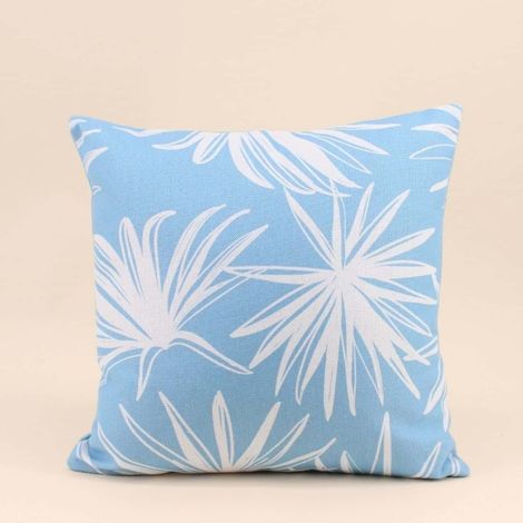 Coussin déperlant & anti-uv fleuri bleu 40x40cm (1/5)