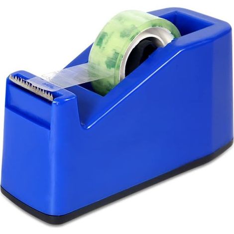 Dispenser di nastro adesivo con base antiscivolo, dispositivo per sigillare scatole di plastica, facile da usare con una sola mano, ideale per ufficio, scuola e confezionamento regali. (1/5)