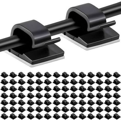 100pcs Clips Câbles Adhésifs Gestion de Câble Support Organiseur de Fils Électriques Plastique Organisateurs de Cordon de Câble Clip pour Fixer des Câbles noirs (1/5)