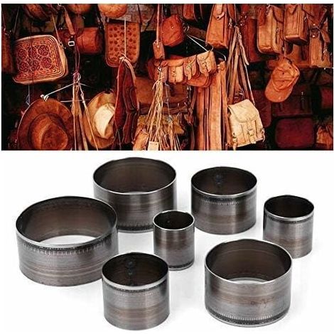 Emporte Piece Cuir Rond, 7pcs Outils de Coupe Cuir Trou Creux Emporte-Pièce Ensemble de poinçons en Cuir à Main Découpeur Cuir Meurt Circulaire Moule de découpage meurent Maroquinerie (1/5)