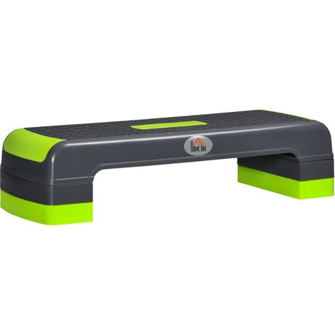 Step Aerobic réglable 3 niveaux jusqu'à 150 kg 78x28x20 cm Gris/Vert idéal pour Fitness et Entraînement à Domicile (1/5)