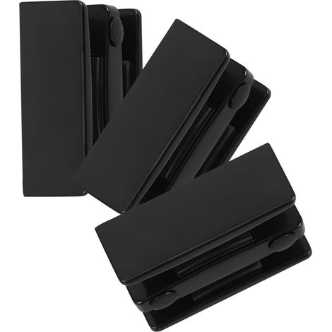 HOMSFOU Lot de 3 guides bas porte douche en plastique noir (1/5)