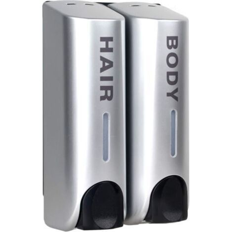 Soap Dispenser Set, for Shower Gel, Shampoo, Conditioner, Wall-Mounted, Holder, Silver (1/5)