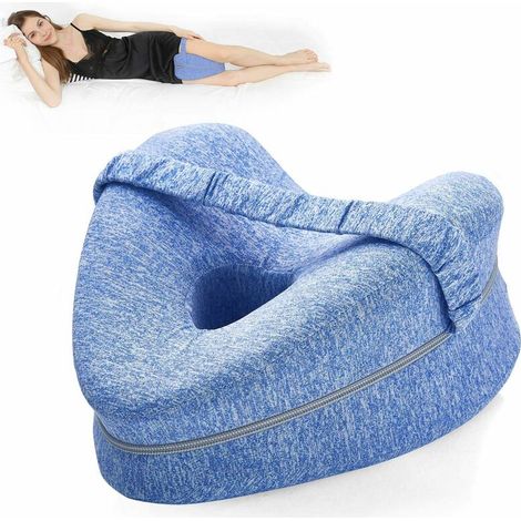 Leg Pillow  Ergonomic Side Sleeping Pillows  Memory Foam Knee Pillow with Strap for Side Sleeper  Leg Support Cushion with Removable and Washable Cover