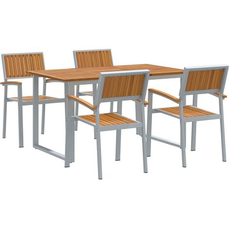 Maison Exclusive - Garten Essgruppe 5 pcs Grau Massivholz Akazie