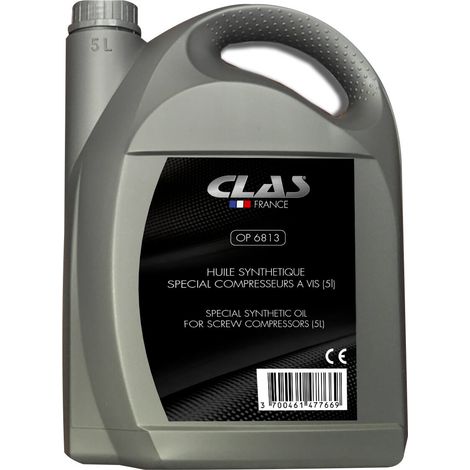 Bidon 5L d'huile synthétique spéciale compresseurs à vis - OP 6813 - CLAS Equipements