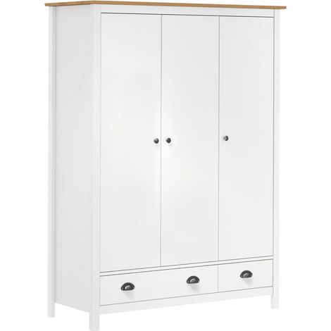 Armario de 3 puertas Hill Range madera pino blanco 127x50x170cm vidaXL (1/5)