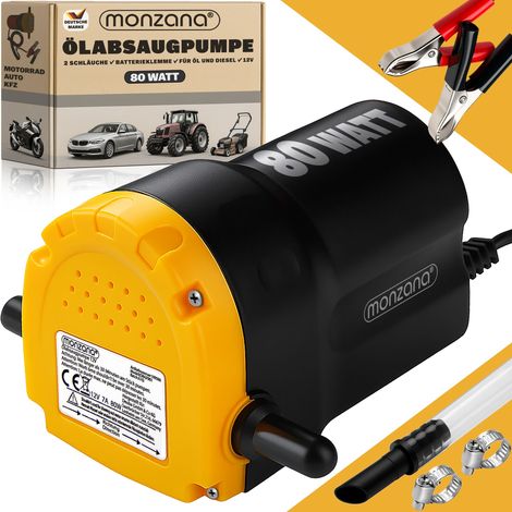 MONZANA® 12v Oil Suction Pump  80W Diesel Extractor Pump  5l/min Flow Rate  Engine Oil Change Transfer  Electric Liquid Fluid Car Van Caravan Motorcycle Vehicle Siphon