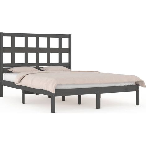Maison Exclusive - Massivholzbett Grau Kiefer 200x200 cm (1/5)