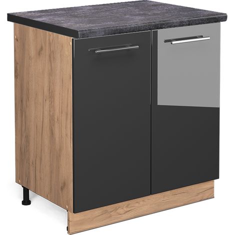 Spülenunterschrank Fame-Line, Anthrazit Hochglanz, 80 cm , AP Anthrazit, Vicco