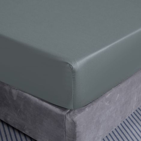 Lenzuolo con angoli in cotone 90x200+25 grigio