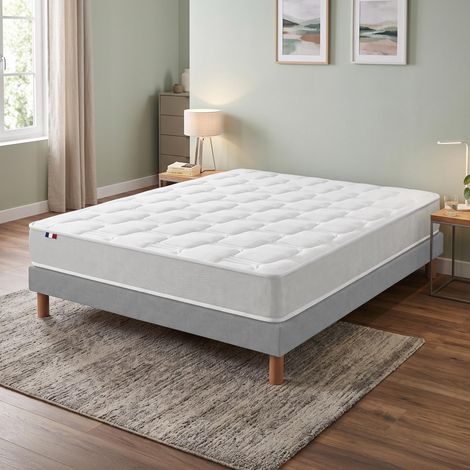 Ensemble matelas mousse haute résilience sommier déco gris foncé 140x200cm (1/5)