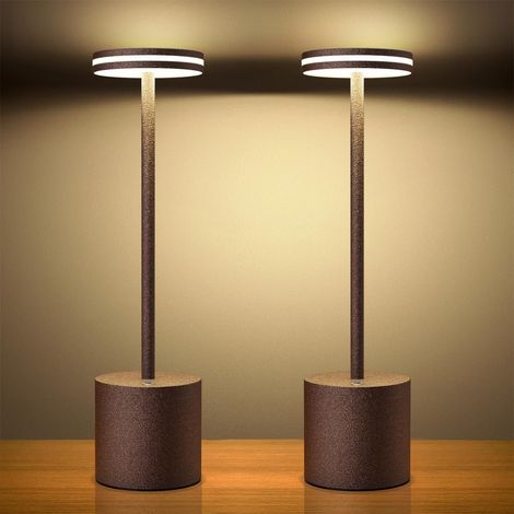 Lampes de Table Rechargeables 5000mAh 2PCS, lampe sans fil Dimmable Led lumiere bureau tactile batterie, 3 températures de couleur, pour chevet, camping, interieur, exterieur,restaurant (1/5)