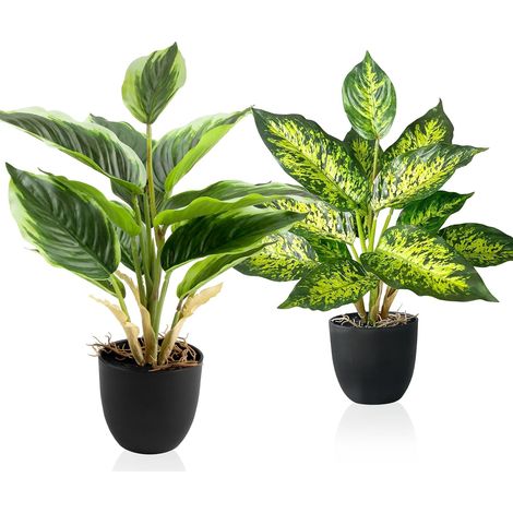2 Pièces Plantes Artificielles en Pot Noir Fausse Plante (1/5)