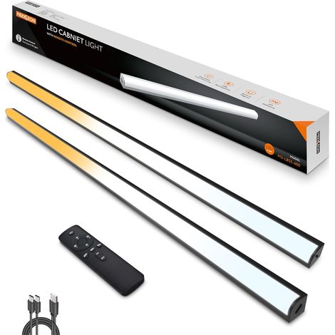 LED Kitchen Cabinet LED with Remote Control Dimmable Magnetic Rechargeable (Black, 60cm-2pcs) (1/5)