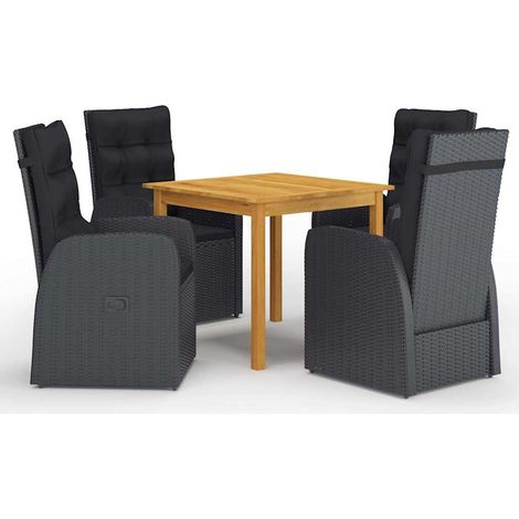 vidaXL Juego de comedor para jardín 5 piezas negro (1/4)