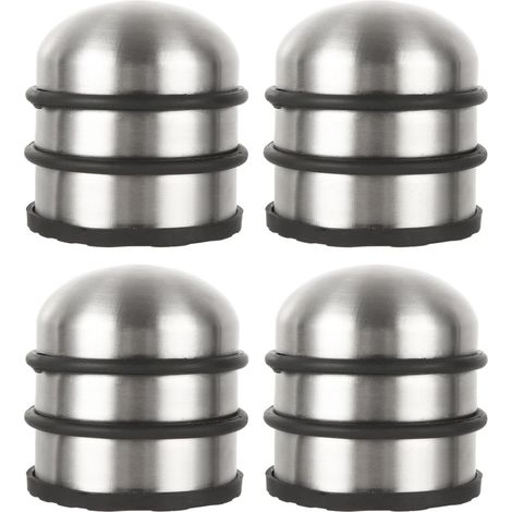 Edelstahl-Türstopper, 1,2 kg, schwere Chrom-Türstopper, Türstopper mit Gummipufferring, rund, aus Metall (1/5)