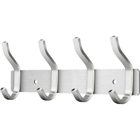 Porte Manteau Mural de 4 Crochets. Patères Porte Manteaux Crochet Mural pour Serviettes en Acier Inoxydable (Argent. 4 Crochets)