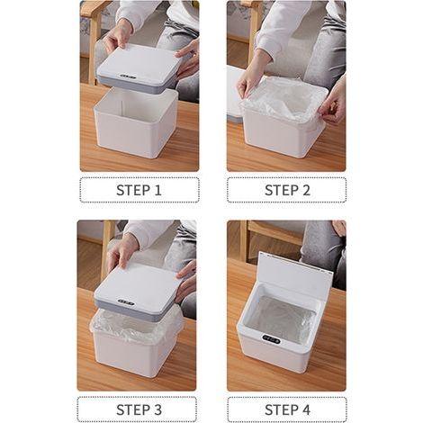 [Poubelle Automatique] Poubelle Intelligente Sans Contact 6L Avec Lid Sensor Infrarouge ABS Blanc/Gris (1/4)
