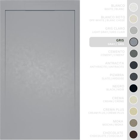 SOULBATH Receveur de Douche Ultra-Plat Antidérapant – Résine Gel Coat - Texture Lisse/Pierre – GRIS - 130x80 - Grille intégré même couleur (1/5)