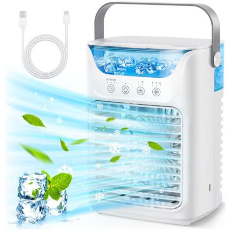 Climatiseur Mobile, Ventilateur de l'unité de Climatisation-Climatiseur Portable et Refroidisseur D'air Humidificateur et Ventilateur de Refroidissement de Bureau 4-en-1 avec 700ML / 2 Brouillard (1/5)