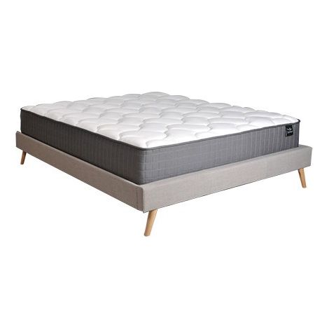 Lit BOREA 160x200 tissu + 1 sommier + 1 matelas CARLTON / Gris Clair/ 215x167x34
