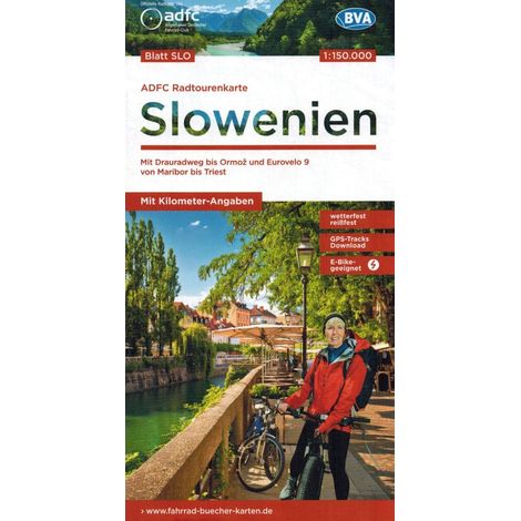 Slovenia, mappa ciclistica impermeabile in scala 1:150.000. Edizione 2024. adfc (1/5)