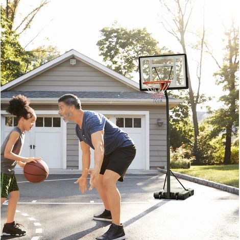 Basketballkorb mit verstellbarem Ständer 255-305 cm, mit Rollen, Stahl, schwarz HAVRYA (1/3)
