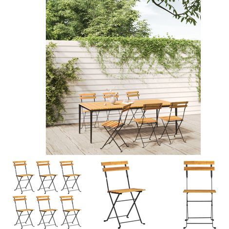 The Living Store - Klappbare Gartenstühle 6 Stk. Stahl und Massivholz Akazie (1/5)