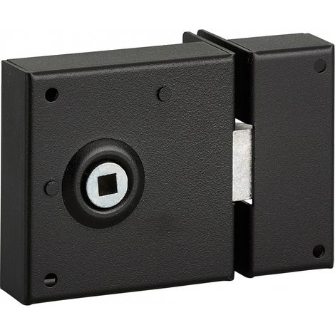 Thirard – Serrure en applique intérieure 1/2 tour – Pêne réversible pour pose droite/gauche – Axe 45mm, carré 6mm, 70x70mm, noir