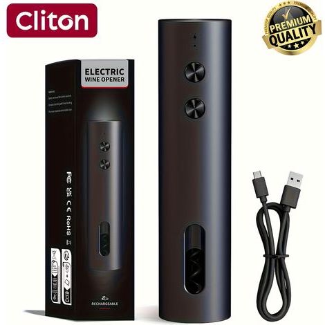Juego individual/de regalo, abridor de botellas eléctrico recargable, sacacorchos automático potente con cortador de cápsulas, vertedor de vino, vacío [DB] (1/5)