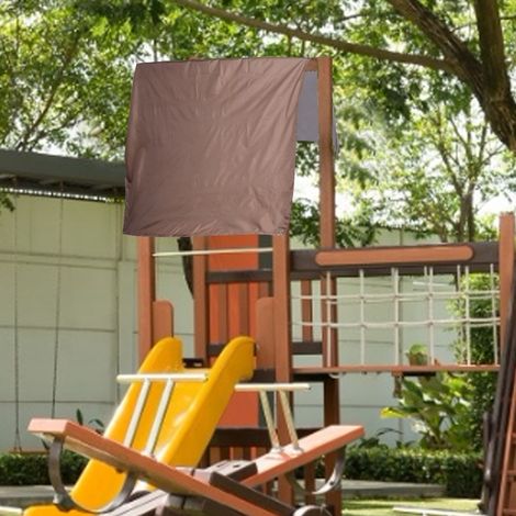 Auvent de balançoire extérieure, aire de jeux, toit, bâche imperméable de rechange, pare-soleil (couleur café) (1/5)