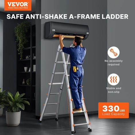 Échelle télescopique à cadre en A, échelle extensible compacte en aluminium, 6230 mm, échelle de camping-car pliable portable multifonction pour devoirs, toit intérieur et extérieur, 149,7 kg (1/5)