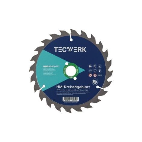 Lame de scie circulaire portative AD 160mm Dents.48 Denture WZ Trait de coupe.2,6mm TECWERK (1/3)